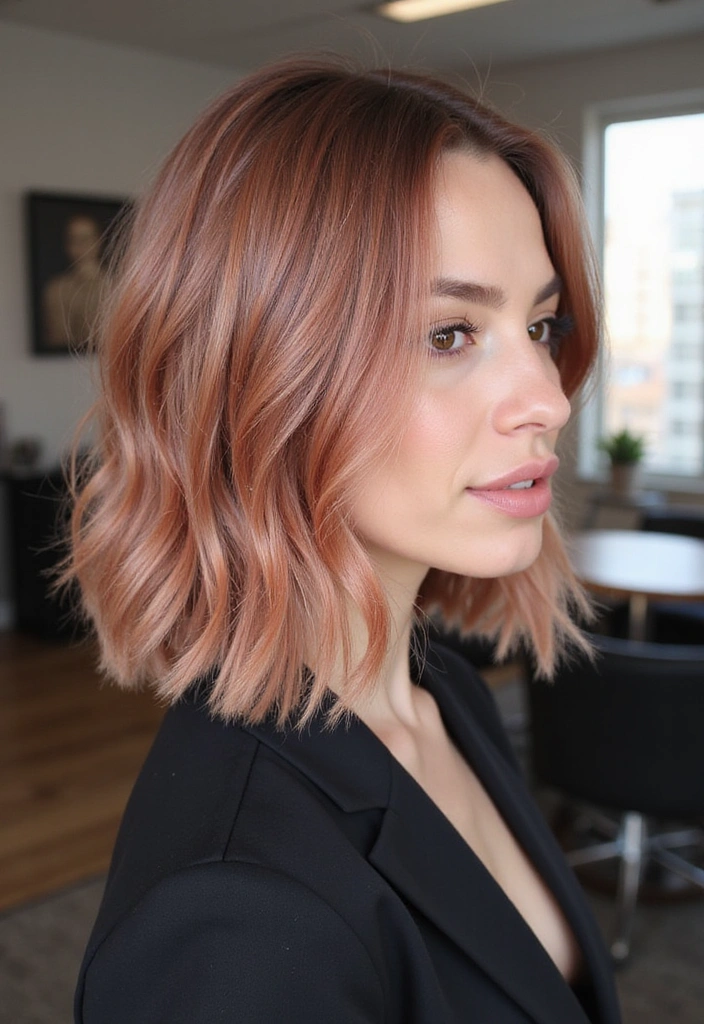21 Stunning Rose Gold Hair Ideas That Will Make You Want to Book an Appointment NOW! - 9. Rose Gold Layered Bob