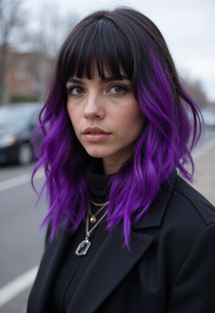 21 Neon Hair Ideas That Will Make You the Envy of Every Party! - 5. Neon Purple Streaks