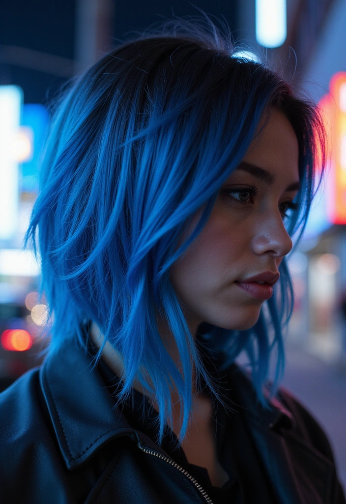 21 Neon Hair Ideas That Will Make You the Envy of Every Party! - 16. Neon Blue-Black Blend