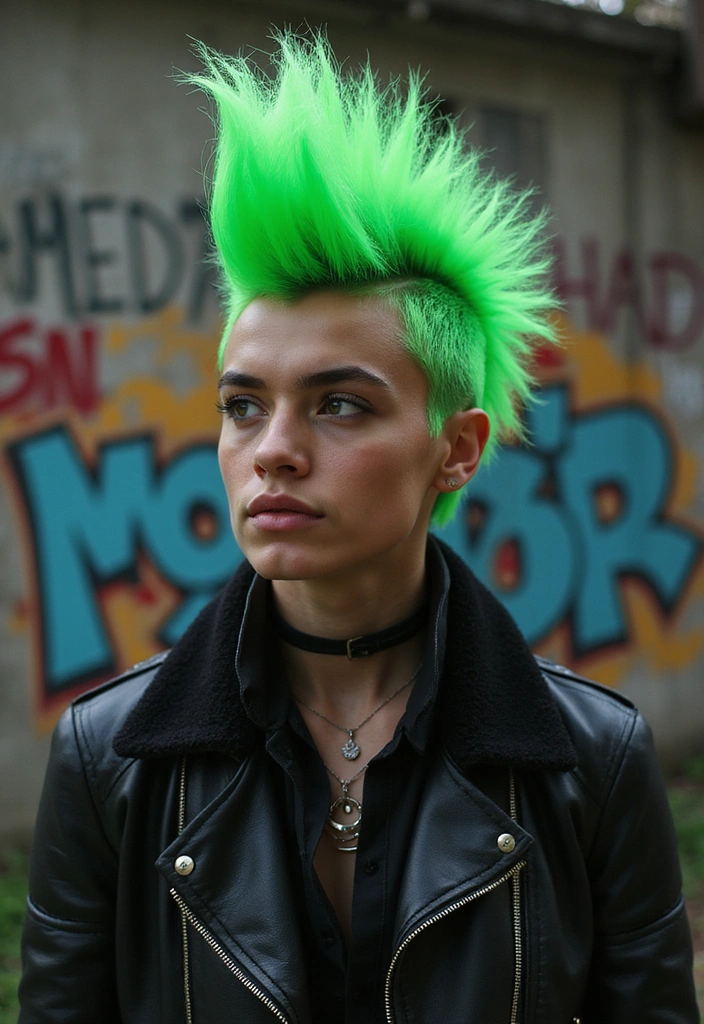 21 Neon Hair Ideas That Will Make You the Envy of Every Party! - 3. Neon Green Mohawk