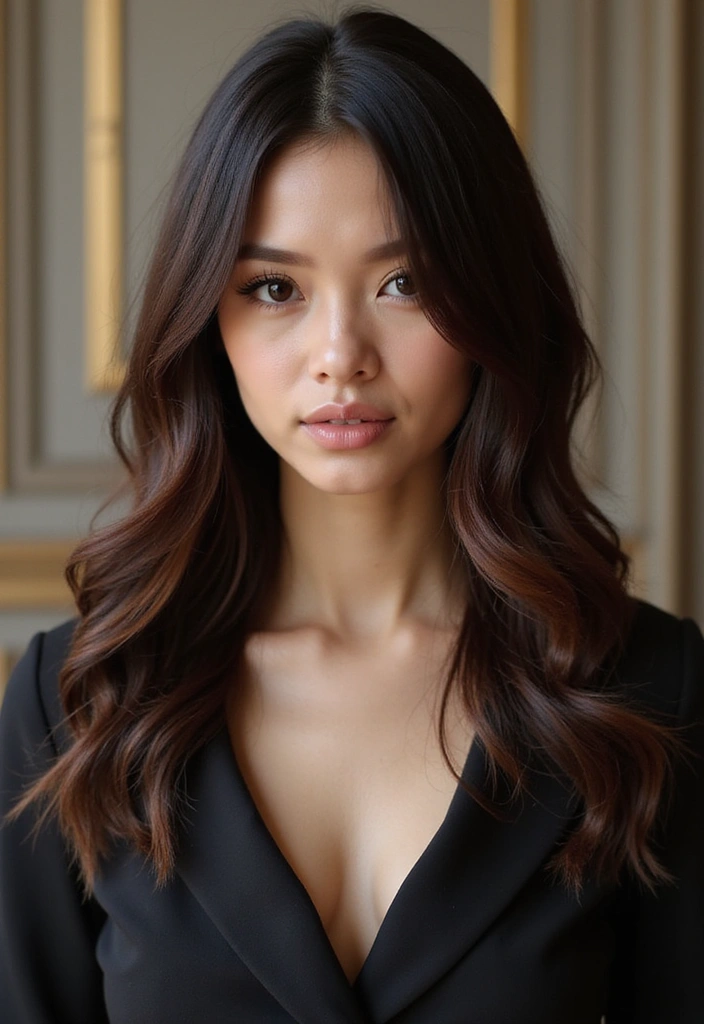 21 Stunning Dark Brown Hair Shades with Caramel Highlights You Need to Try! - 12. Dark Mahogany with Caramel Lowlights
