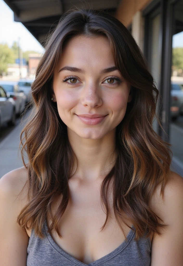 21 Stunning Dark Brown Hair Shades with Caramel Highlights You Need to Try! - 18. Charcoal Brown with Caramel Highlights