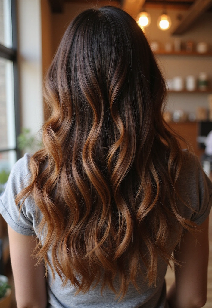 21 Stunning Dark Brown Hair Shades with Caramel Highlights You Need to Try! - 9. Coffee Brown with Toasted Caramel