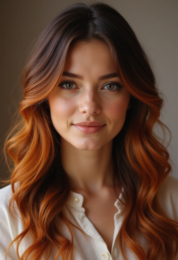 21 Stunning Dark Brown Hair Ideas with Blonde Highlights That Will Make You Want to Change Your Look! - 18. Vintage Ginger Highlights
