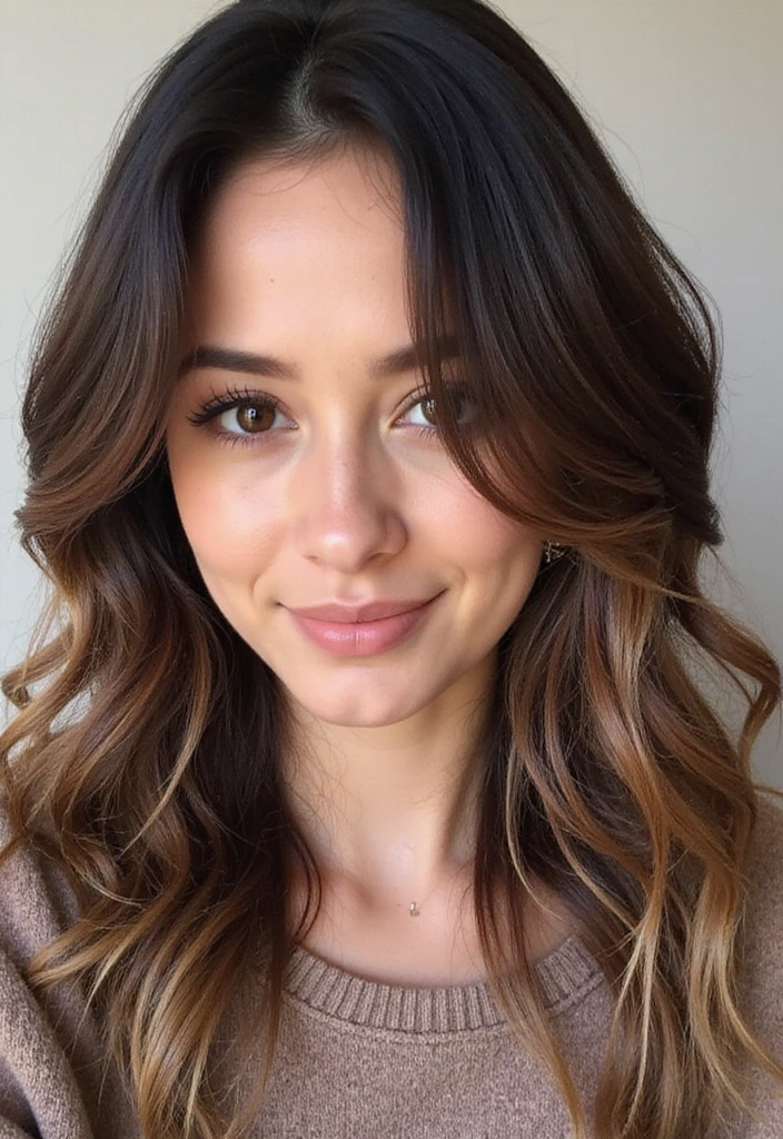 21 Stunning Dark Brown Hair Ideas with Blonde Highlights That Will Make You Want to Change Your Look! - 6. Textured Waves with Highlights