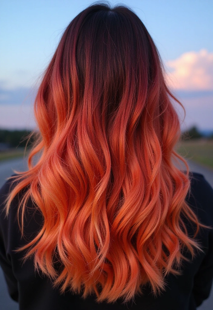 21 Vibrant Colored Hair Ideas You Need to Try (Wait Until You See #15!) - 4. Sunset Ombre