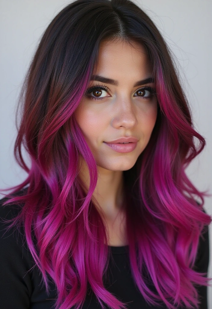 21 Stunning Highlights for Brown Hair That Will Make You Want to Book an Appointment NOW! - 13. Fuchsia Streaks