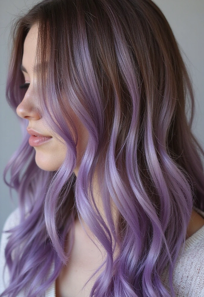 21 Stunning Highlights for Brown Hair That Will Make You Want to Book an Appointment NOW! - 17. Lilac and Lavender Highlights