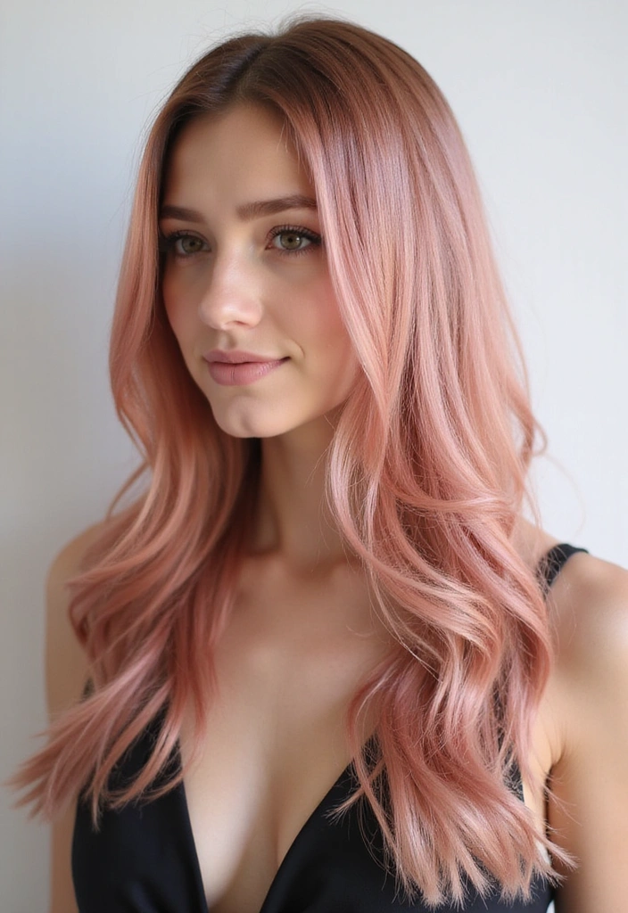 21 Stunning Rose Gold Hair Ideas for Brunettes You Need to Try Right Now! - 20. Rose Gold Straight Hair