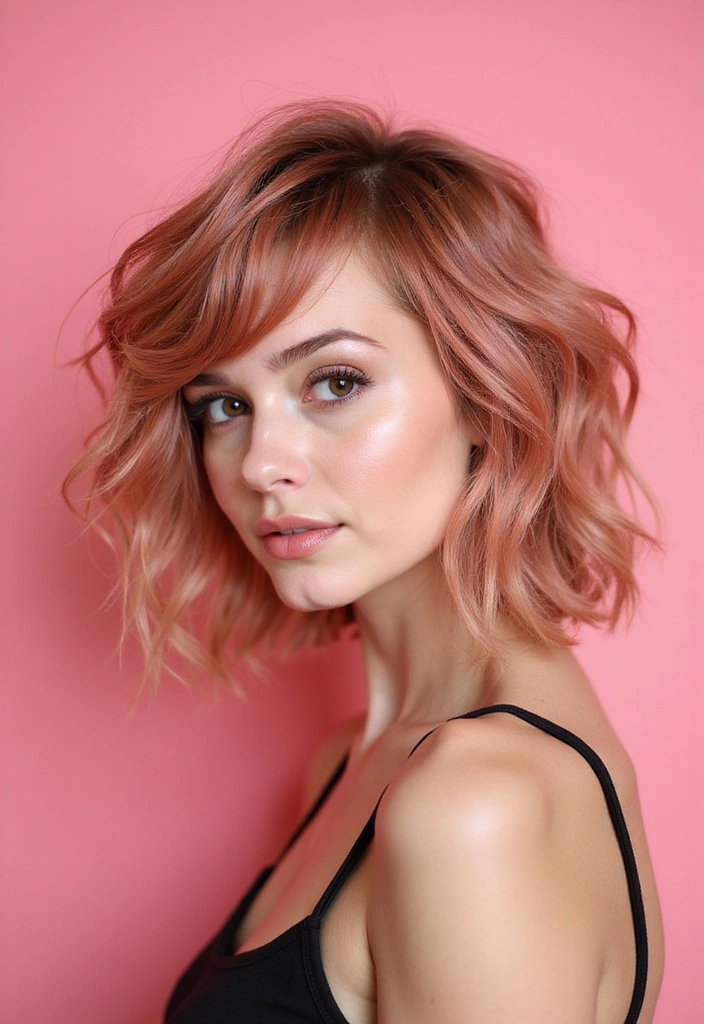21 Stunning Rose Gold Hair Ideas for Brunettes You Need to Try Right Now! - 13. Rose Gold Shaggy Cut