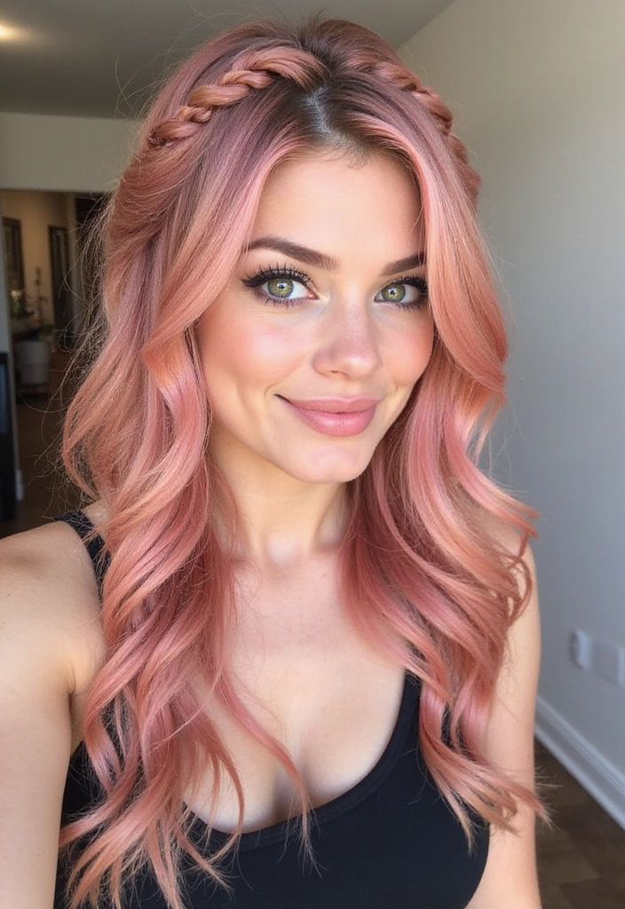21 Stunning Rose Gold Hair Ideas for Brunettes You Need to Try Right Now! - 7. Rose Gold Hair with a Twist