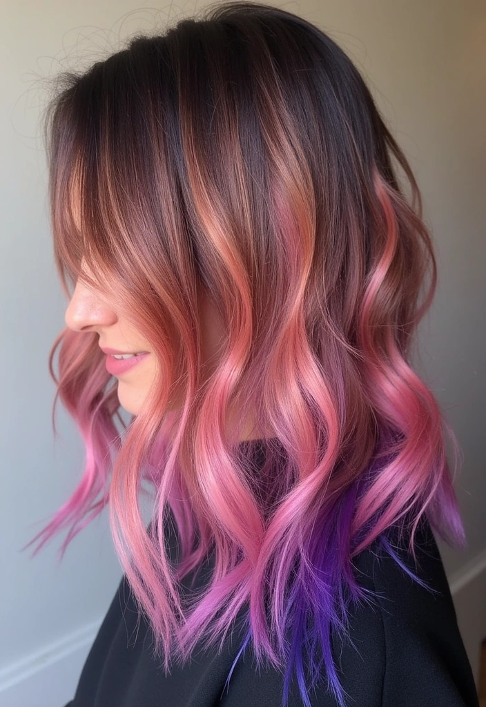 21 Stunning Rose Gold Hair Ideas for Brunettes You Need to Try Right Now! - 15. Rose Gold and Purple Ombre