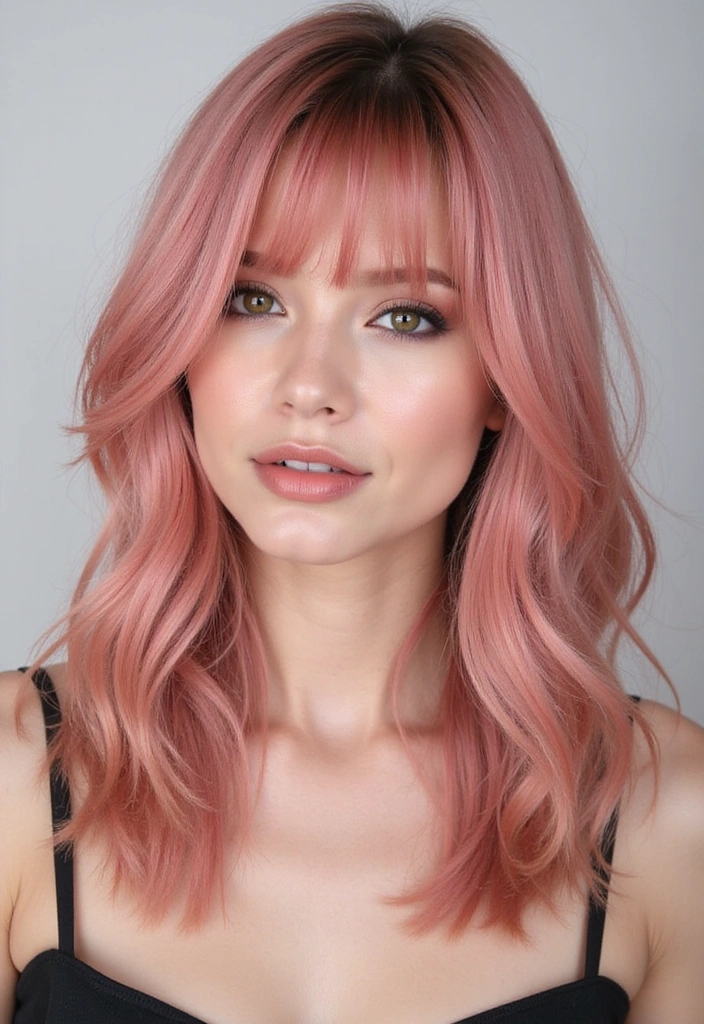 21 Stunning Rose Gold Hair Ideas for Brunettes You Need to Try Right Now! - 11. Bright Rose Gold Lob
