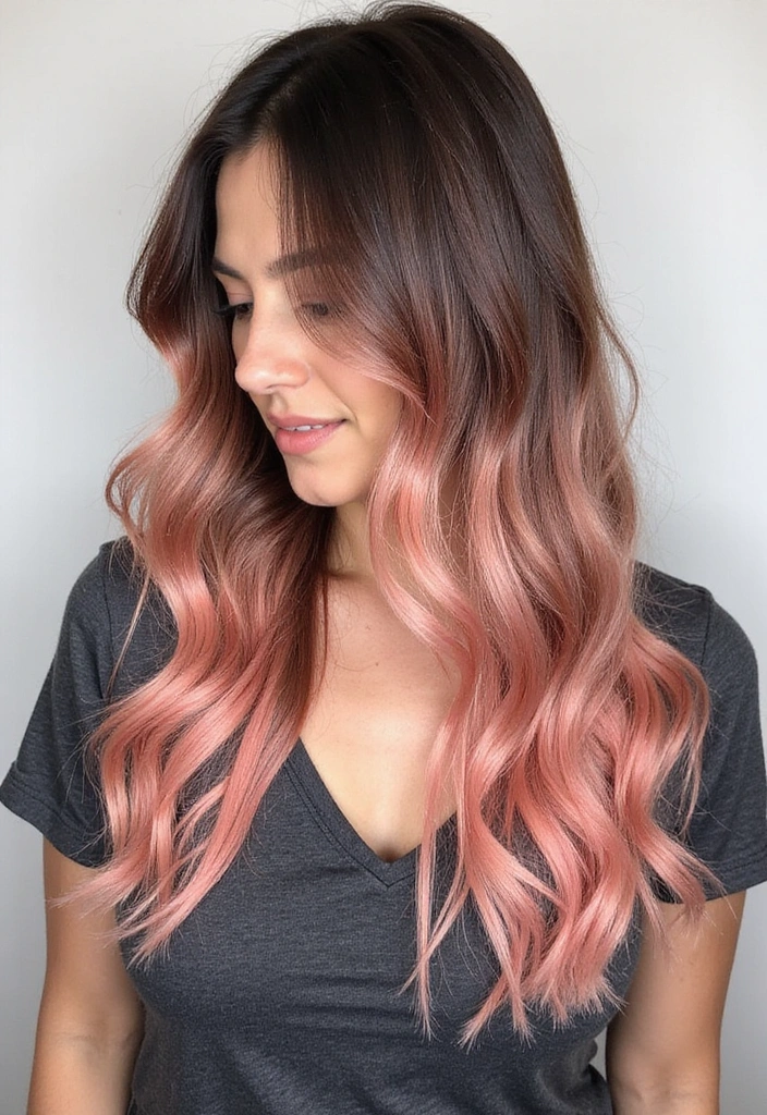 21 Stunning Rose Gold Hair Ideas for Brunettes You Need to Try Right Now! - 2. Rose Gold Ombré