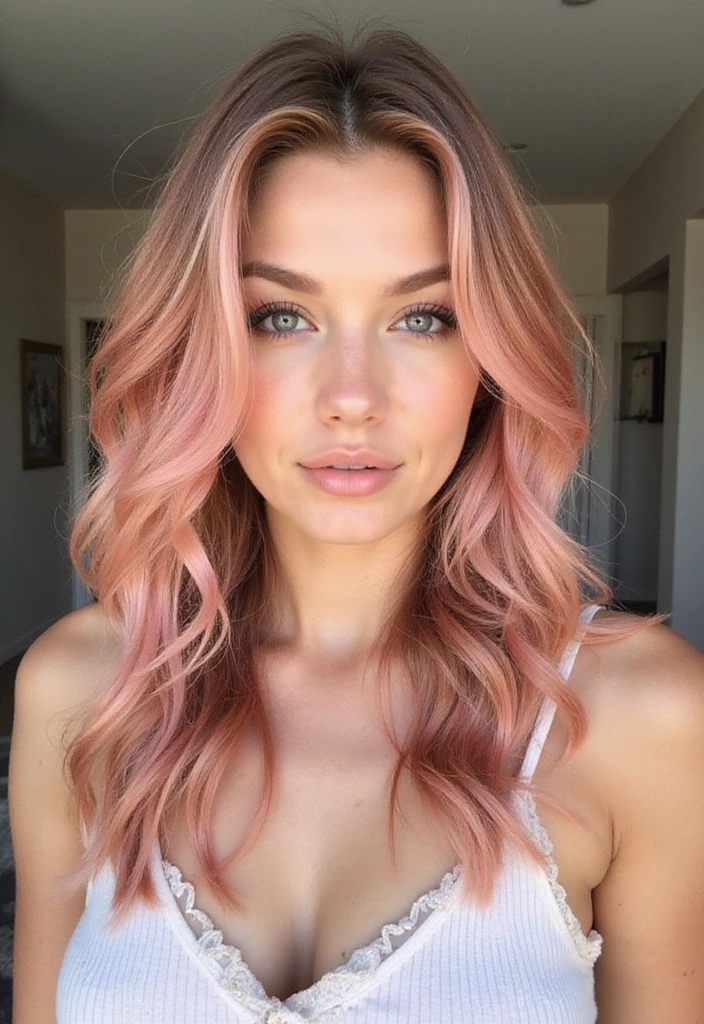 21 Stunning Rose Gold Hair Ideas for Brunettes You Need to Try Right Now! - 8. Rose Gold Beach Waves