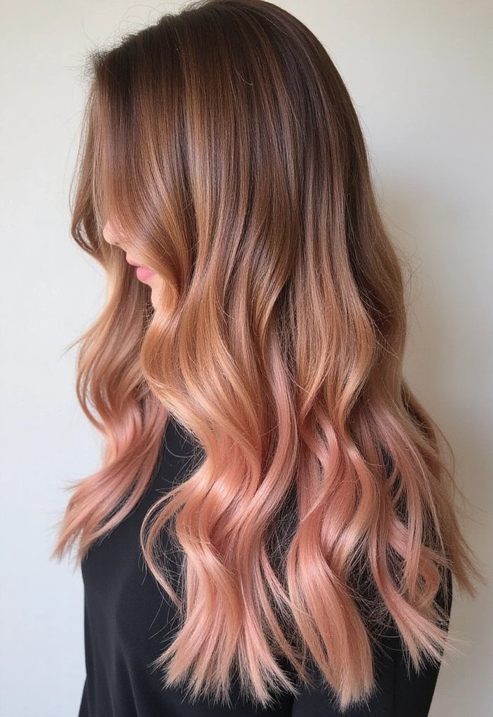 21 Stunning Rose Gold Hair Ideas for Brunettes You Need to Try Right Now! - 17. Rose Gold Color Melt