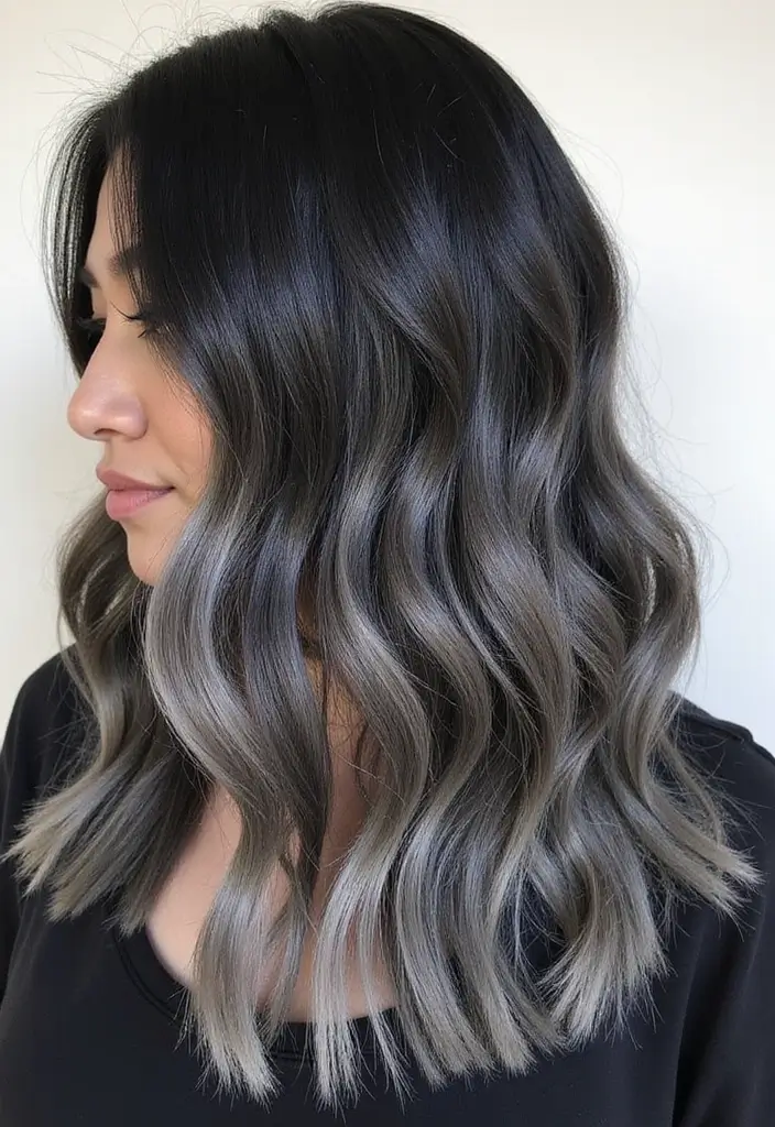 21 Stunning Black Hair Color Ideas That'll Make Heads Turn! - 9. Ash Blonde Tips