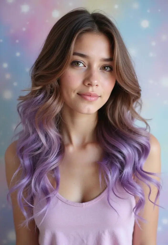 21 Light Brown Hair Color Ideas That Will Make You Want to Change Your Hair Today! - 18. Light Brown with Lavender Strands