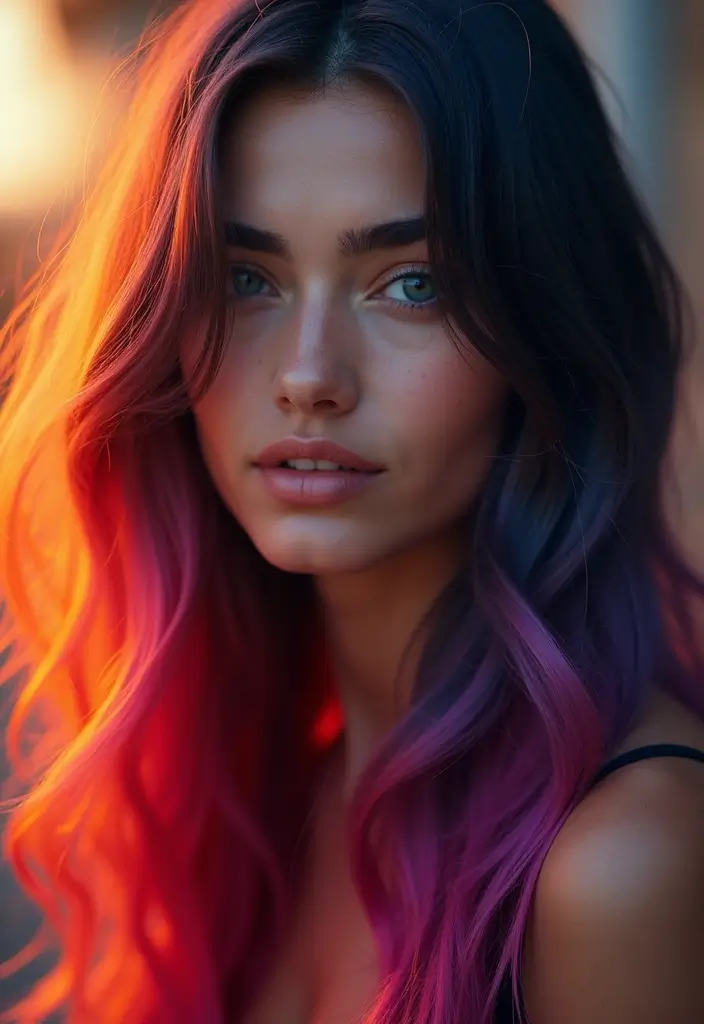 21 Stunning Hair Color Ideas for Black Hair That'll Turn Heads! - 9. Sunset Shades