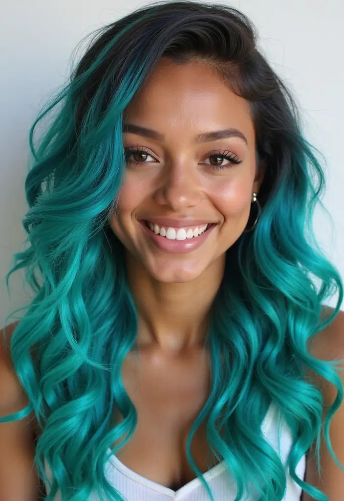 21 Stunning Hair Color Ideas for Black Hair That'll Turn Heads! - 7. Vibrant Teal