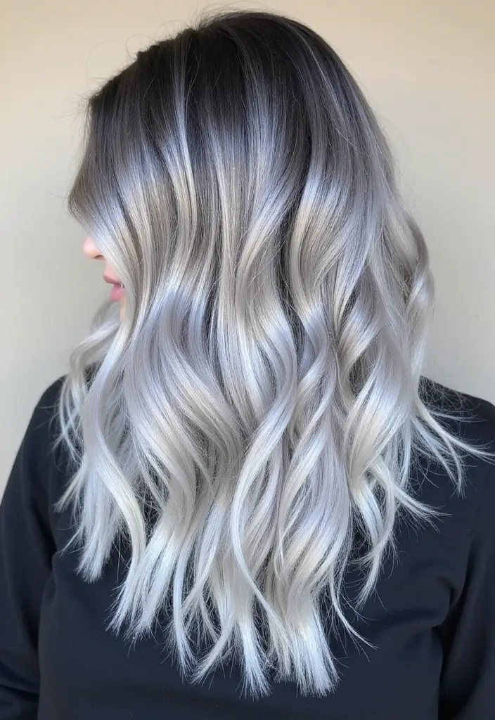 21 Stunning Hair Color Ideas for Black Hair That'll Turn Heads! - 8. Silver Ombré