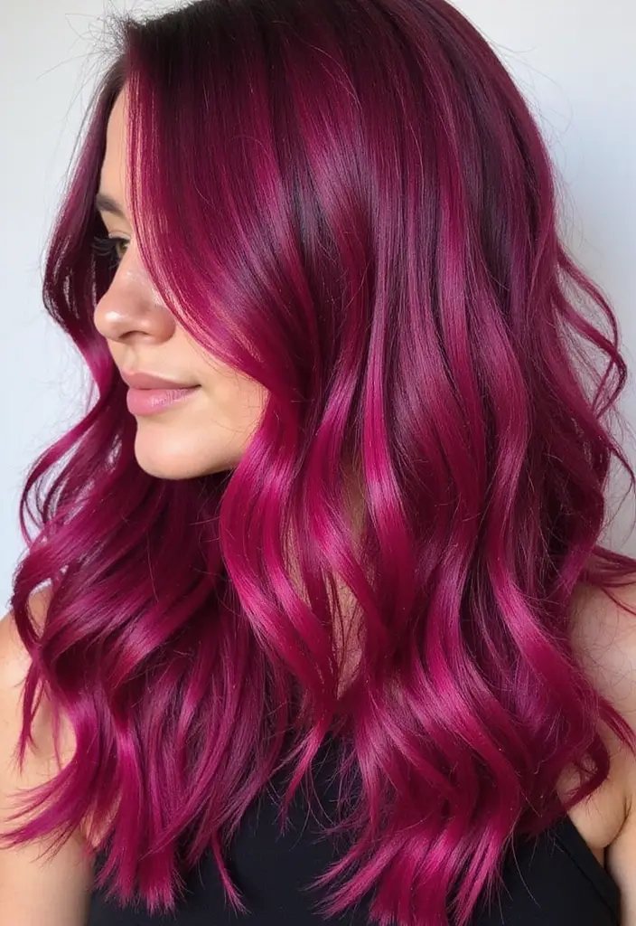 21 Stunning Hair Color Ideas for Black Hair That'll Turn Heads! - 13. Wild Raspberry