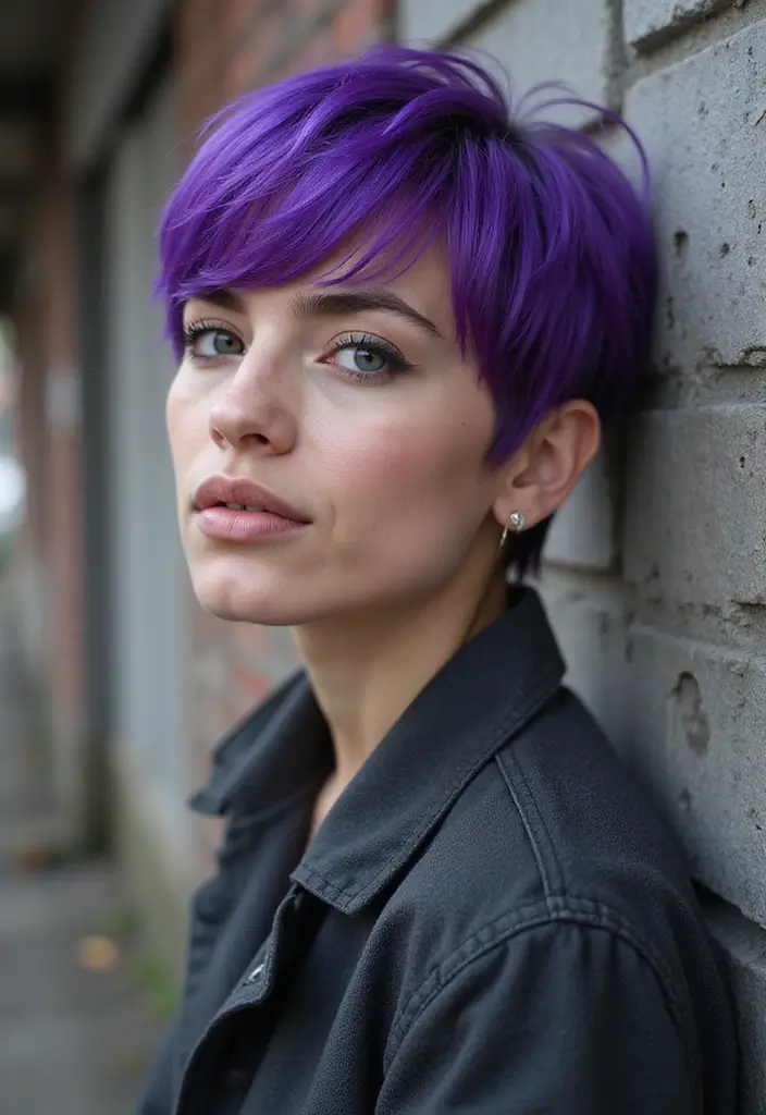 21 Short Hair Color Ideas That Will Transform Your Look (You Won't Believe #15!) - 17. Electric Purple for a Fierce Look