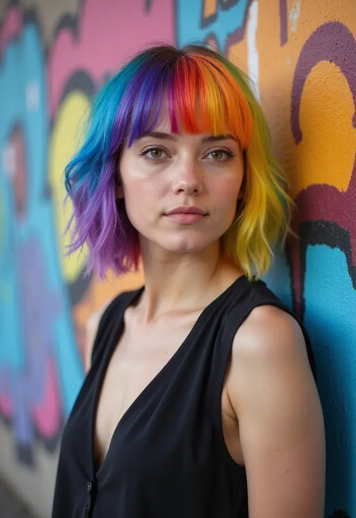21 Short Hair Color Ideas That Will Transform Your Look (You Won't Believe #15!) - 15. Rainbow Ombre for the Bold and Beautiful