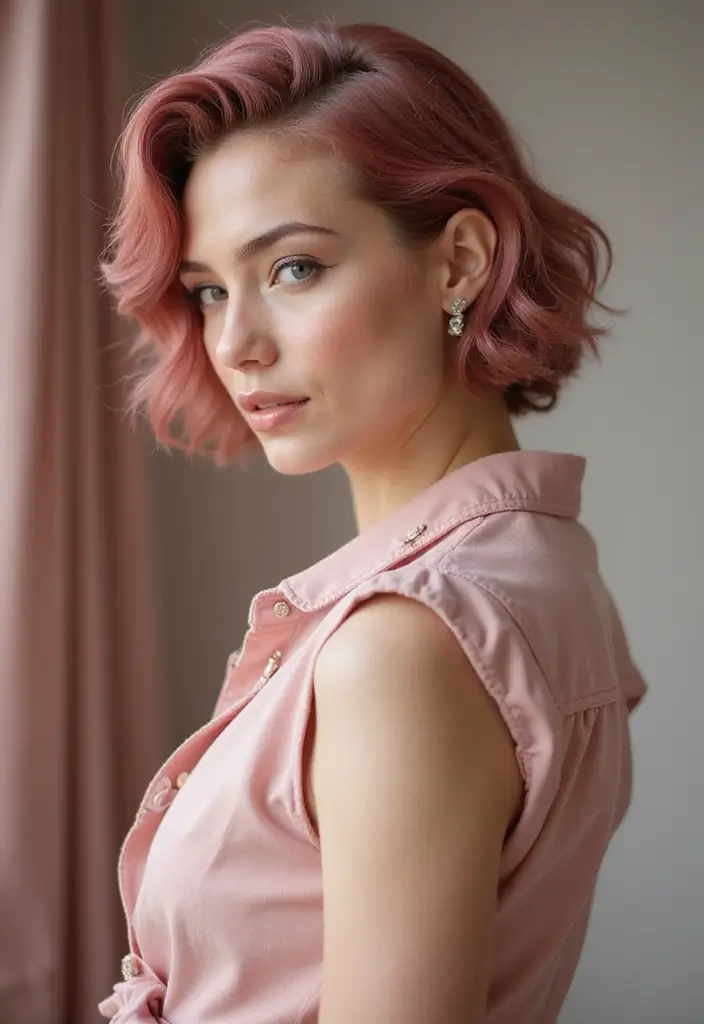 21 Short Hair Color Ideas That Will Transform Your Look (You Won't Believe #15!) - 19. Dusty Rose for a Vintage Touch