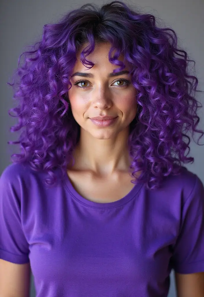 21 Curly Hair Color Ideas That'll Make You Want to Change Your Look ASAP! - 9. Electric Purple