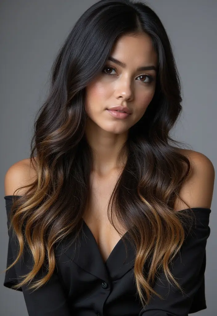 21 Stunning Black Hair Color Ideas That'll Make Heads Turn! - 21. Black and Gold Mix
