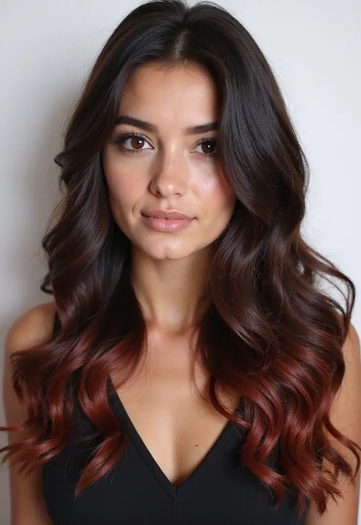 21 Stunning Black Hair Color Ideas That'll Make Heads Turn! - 10. Chocolate Cherry Ombre